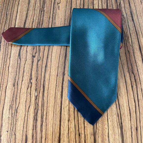 Vintage Perry Ellis Hand Made Silk Tie Multicolor - Picture 4 of 8